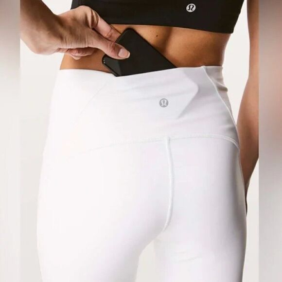 Lululemon Train Times White 7/8 length leggings with mesh accent. GUC size 6 - Picture 2 of 13